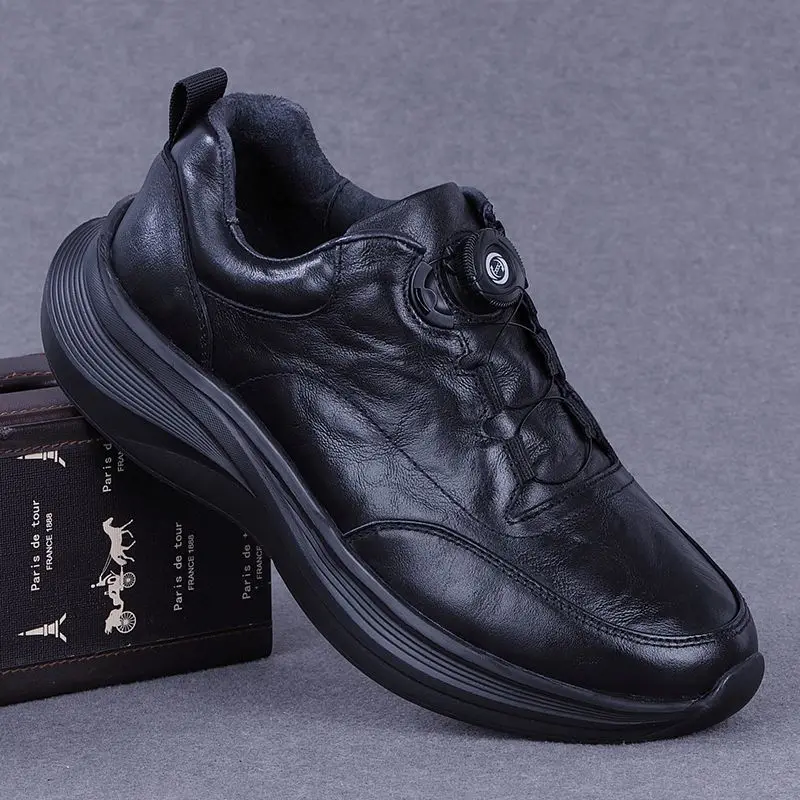 

Trendy Cow Leather Shoes Men Rotary Buckle Loafers Natural Trekking Sneakers Outdoor Running Sports Lightweight Luxury Brand 38