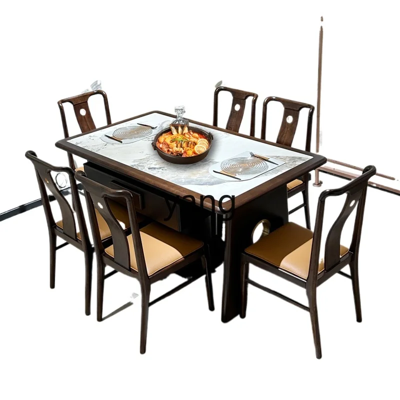

Lh Chinese retro solid wood mahjong table dining table dual-purpose long table automatic mahjong machine integrated