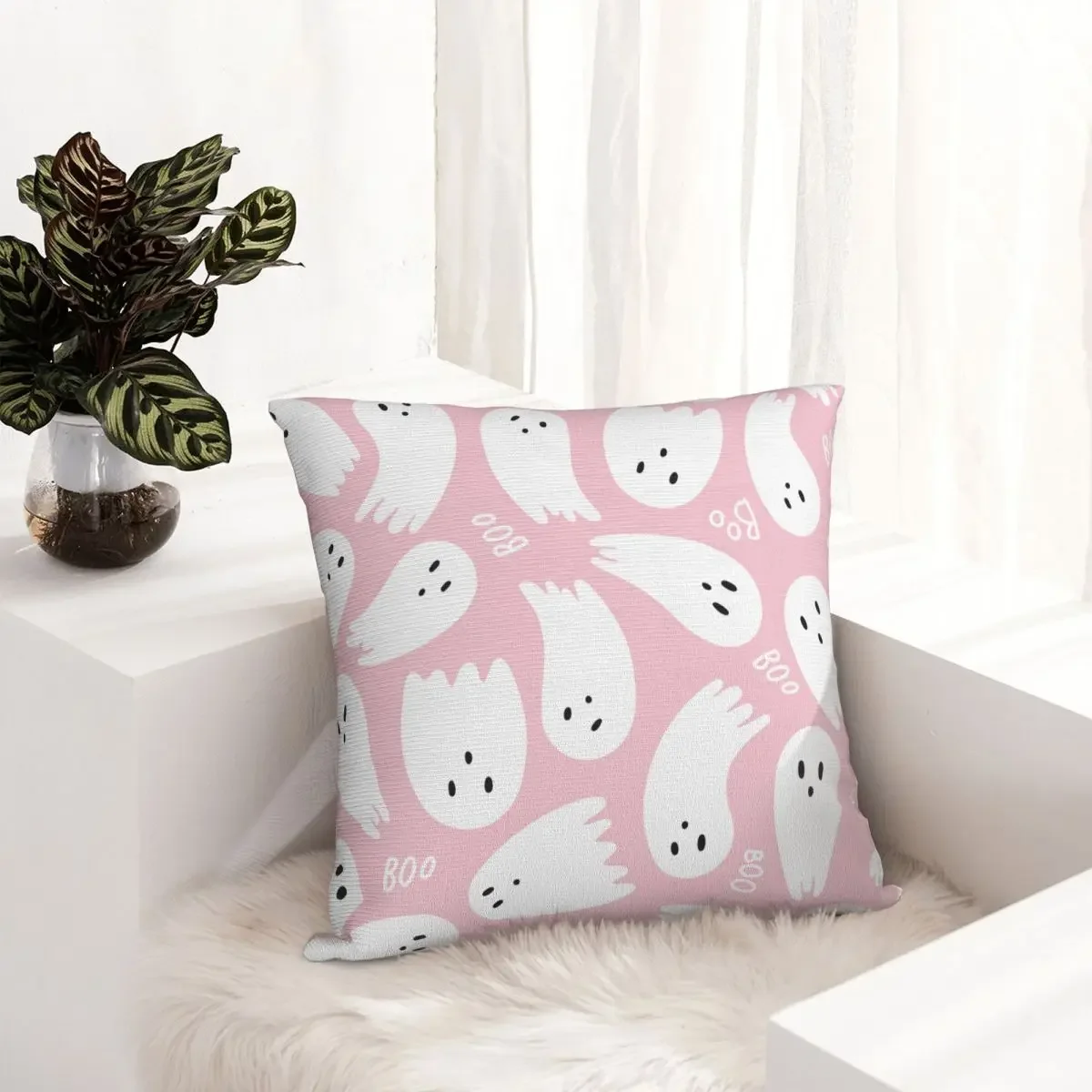 Rosa carino Halloween fantasma federa morbida fodera per cuscino in poliestere decorazioni Boo federa per cuscino casa all\'ingrosso 40x40cm