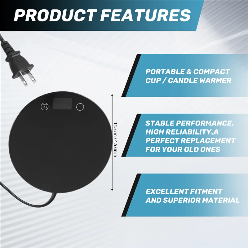ABLE-캔들 워머/커피 워머, 8H 자동 차단 1-12H 타이머 캔들 왁스 워머, 2 온도 설정 122/140 ℉   미국 플러그