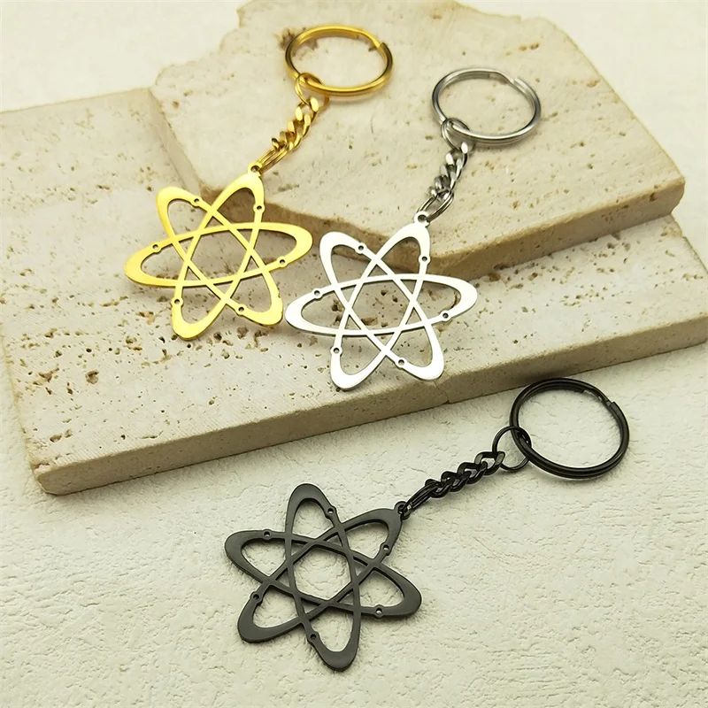 

Science Carbon Atom Physics Chemistry Key Chain for Women Men Stainless Steel Gold Color Chemical Symbol Key Ring Jewelry K625