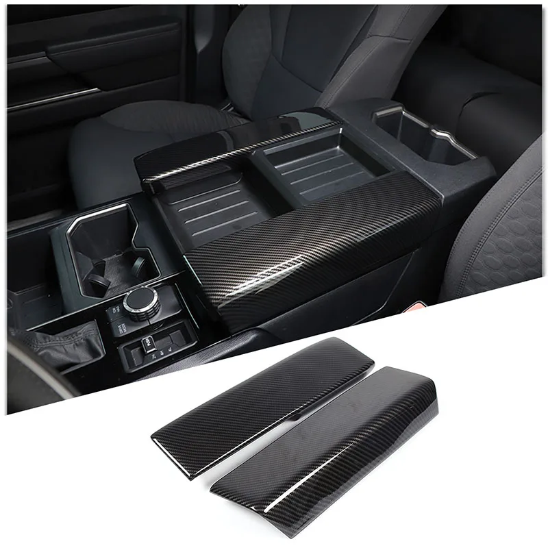 

ABS Carbon Fiber Car Center Console Tidying Armrest Box Panel Trim Cover Sticker For Toyota Tundra Sequoia 2022-2023 Accessories