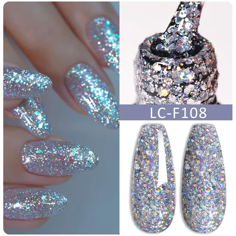 

LILYCUTE 7ML Silver Gold Colorful Glitter Gel Nail Polish Spring Sparkling Sequins Semi Permanent Soak Off Nail Art Gel Varnish