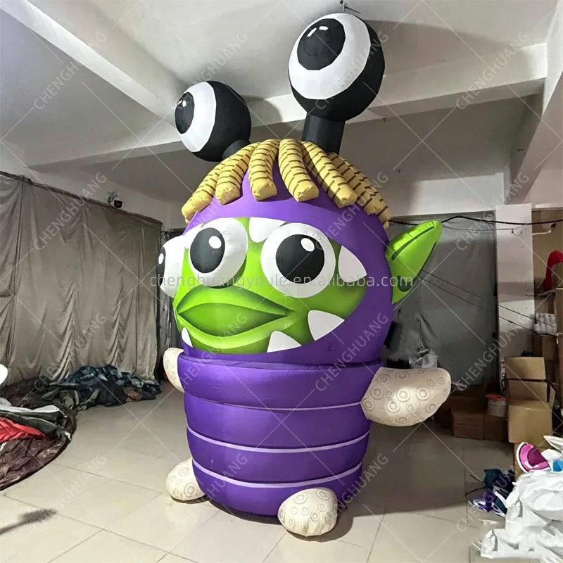 Giant Inflatable Three-Eyed Alien Cartoon, Decor Prop for Theme Party, Carnival & Advertising Promotion Events