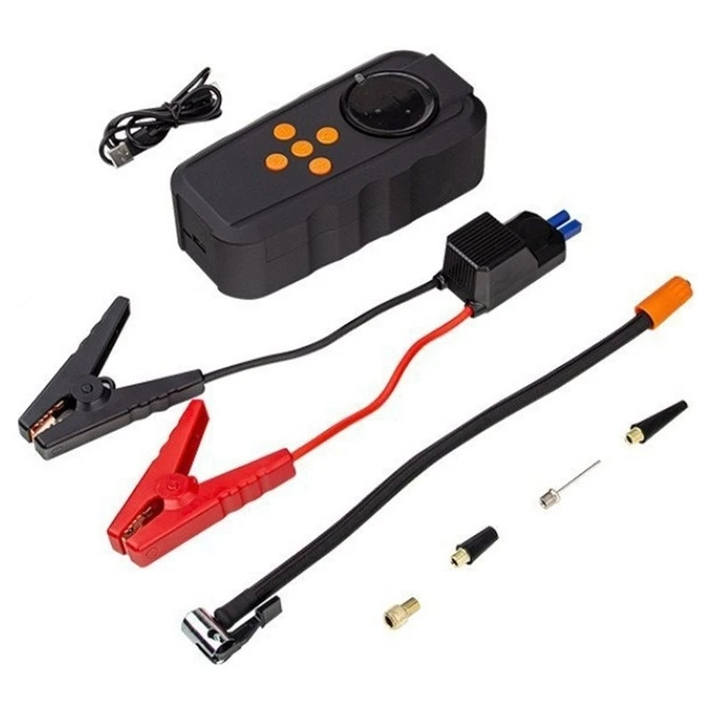A48P-Air Pump, Emergency Battery Booster For Vehicles, Tire Inflator, LED Flashlight, USB Charging, Compact Auto Lnflate Kit