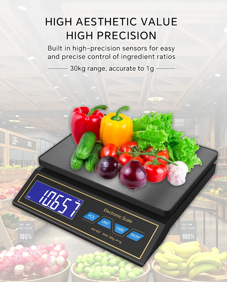 WH-B37C Präzisions-LCD-Digitalwaage 30kg/1g Wiederaufladbare Elektronische Haushaltswaage für Backen und Gesundes Kochen – Detail 2