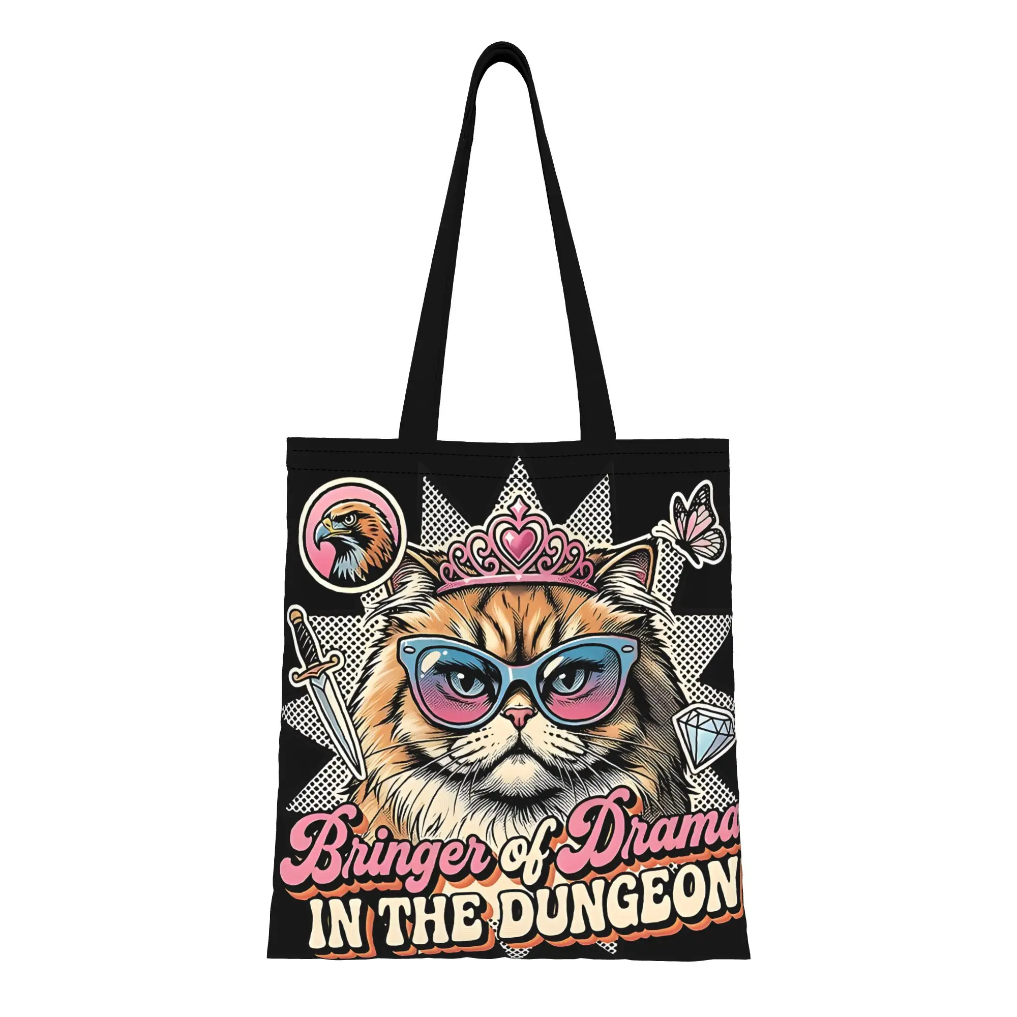 Bringer Of Drama Donut canvas tote bag,  urban style for daily shopping and casual outings