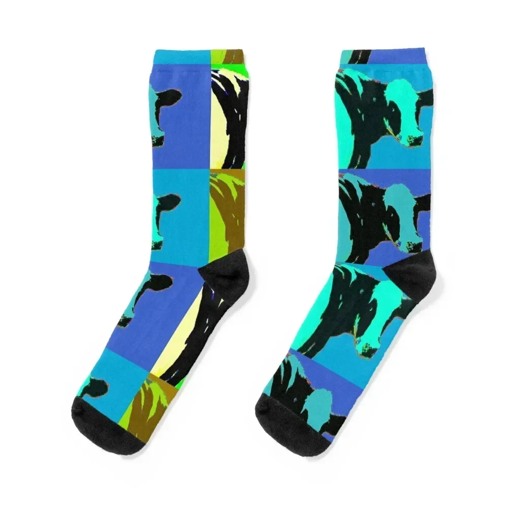 

Warhol style cows Socks Rugby gift custom sports Run Men Socks Luxury Brand Women's anti-slip floor luxury Women Socks Men's