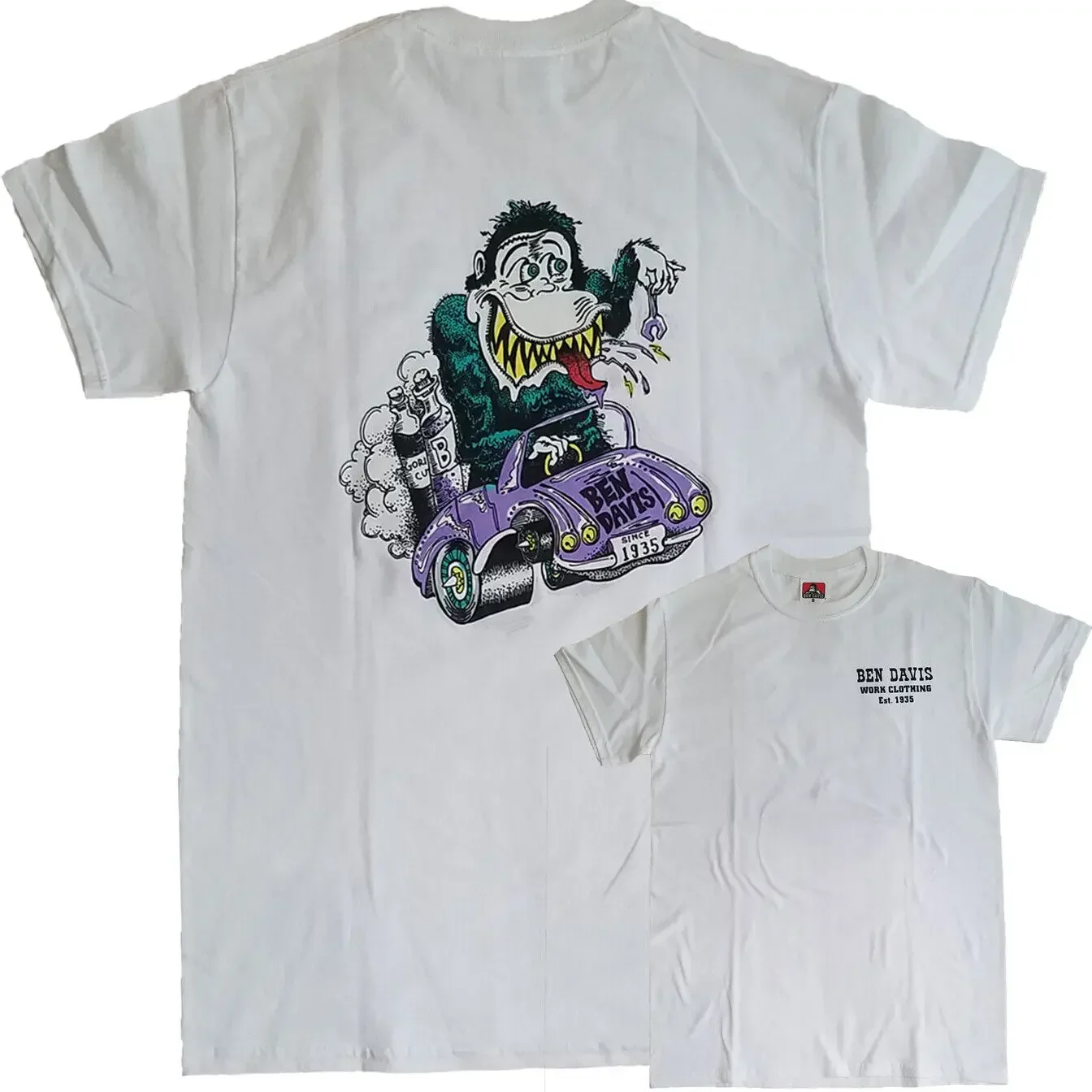 Camiseta Ben Davis para hombre, camiseta clásica con Logo de manga corta, camisetas de algodón blanco pequeño