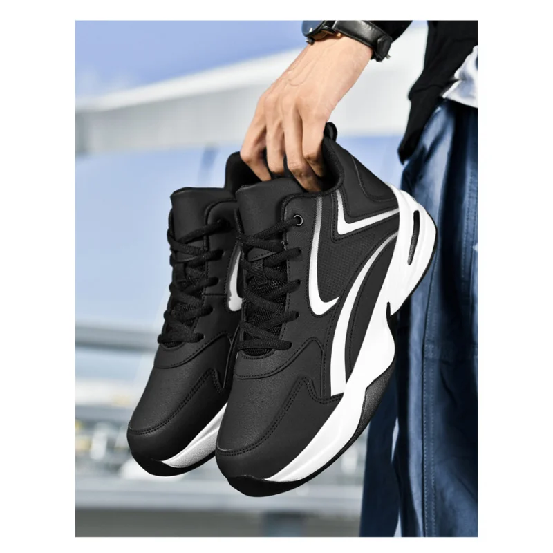 

Sports and leisure shoes, men's shoes, marathon oversized air cushioned shoes, fly woven all season rubber, wear-resistant, anti