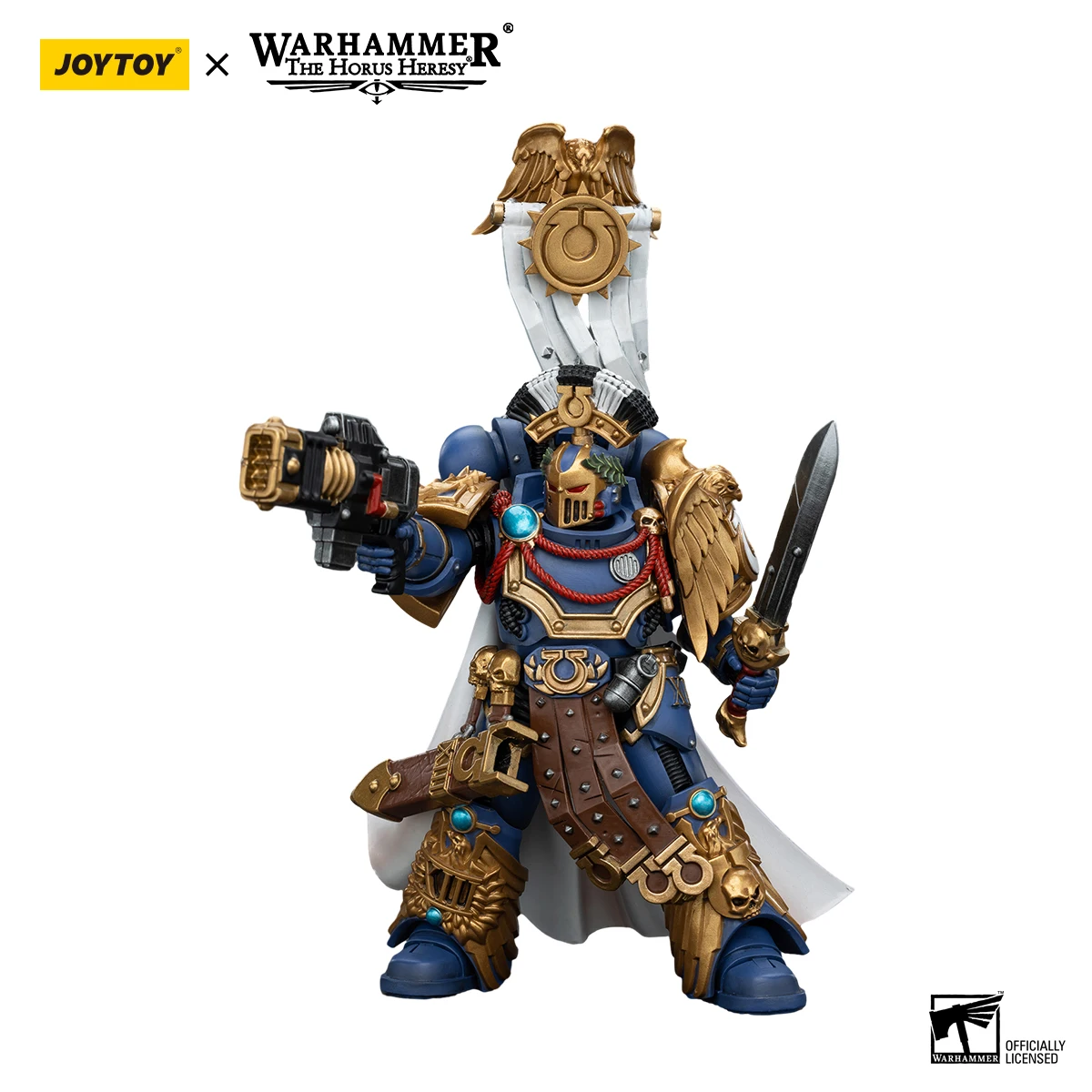 Figura de Acción JOYTOY Warhammer 30K 1/18, Pretor de la Legión Ultramarina con Espada de Poder y Modelo de Serpenta Volkite