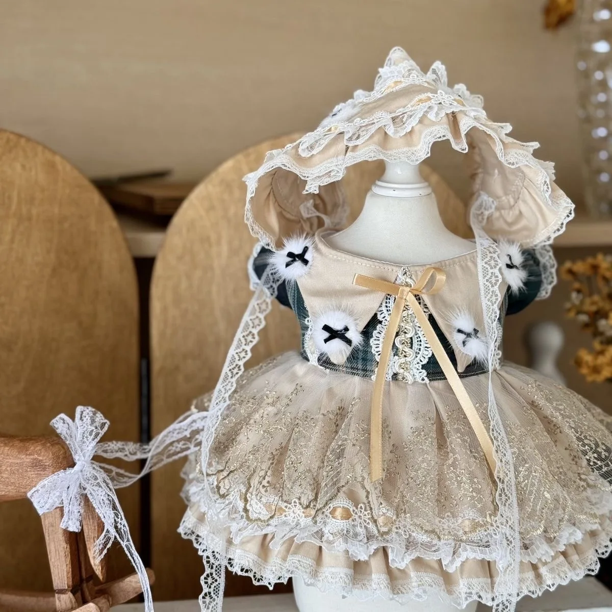 10 cm 15 cm 20 cm 40 cm Baumwollpuppenkleidung, beiges Kleid 50-55 cm wiedergeborenes Puppenkleid mit kostenlosem Versand