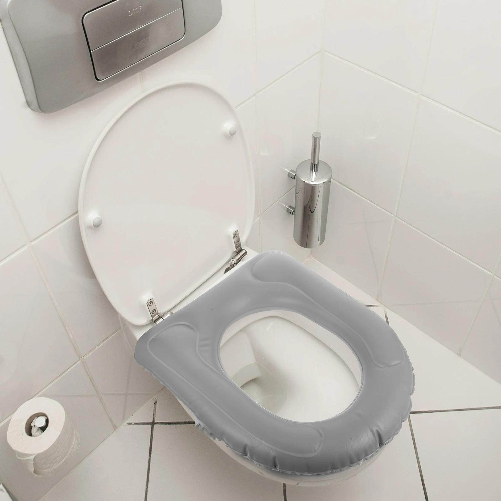 

Inflatable Toilet Seat Cushion PVC Comfortable Bathroom Padded Universal Commode Chair Pad Suction Cups Portable Household
