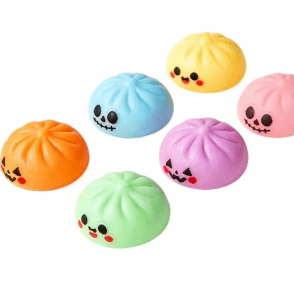 24pcs/set Soft Cute Mini Dumplings Squishy Halloween Food Shape Squishy Crystal Bun With Steamer Christmas Fidget Sensory