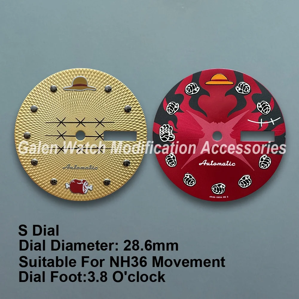 

28.6mm S5 Logo Straw Hat Dial Fit NH36/NH36A/4R36 Movement Dual Calendar High Quality Watch Modification Accessories 3.8 o'clock