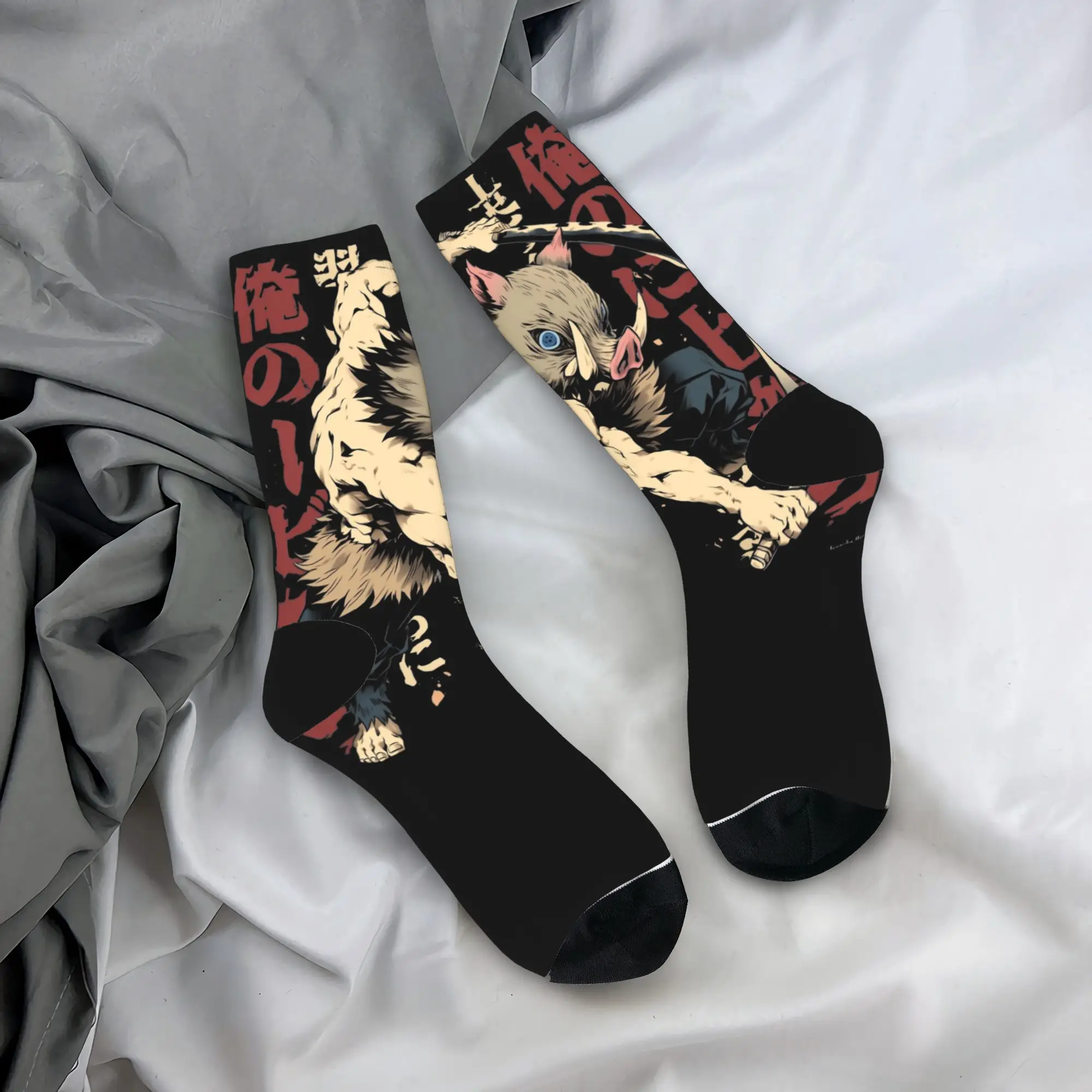Unisex Men Socks Demon Slayered Inosuke Stockings Autumn Leisure Soft Socks Design Climbing Non Skid Socks