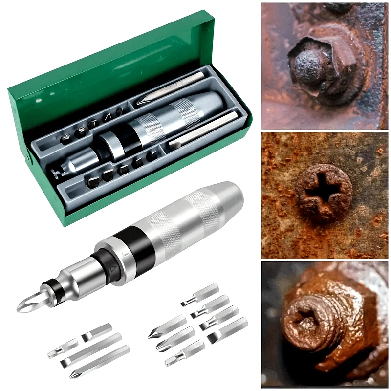 

BIESUO13-piece Impact Screwdriver Set Shock Absorber Screw Drill Metal Shock Absorber Chisel Head Multi-function Screw Extractor