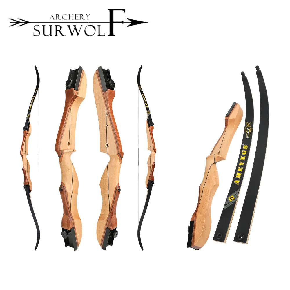

AME Archery Recurve Bow 68inch 20-40Ibs Ash Wood Bow Handle Safe Draw Length 30inch Hunting Shooting Practice Bow and Arrow