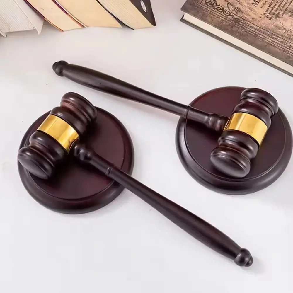 High Quality Wooden Judge Hammer Handcrafted comfortable Grip Wood Adjudgement Gavel Multi-functional Long Handle