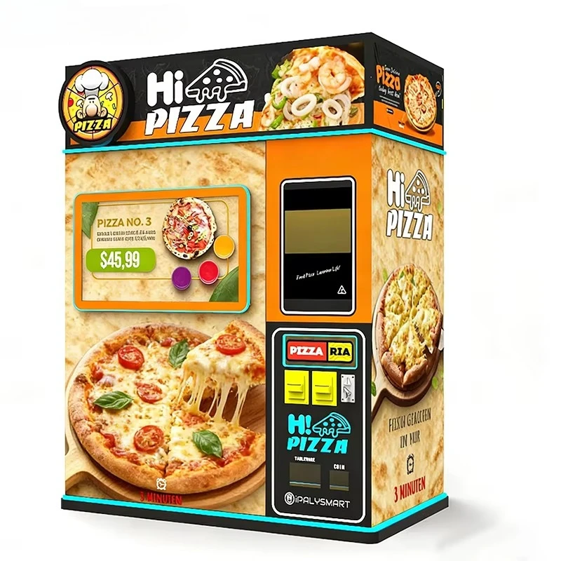 Pizza Vending Machine Smart Oil Cooking Fully Automatic Compressor Cooling 90 Capacity for Business
