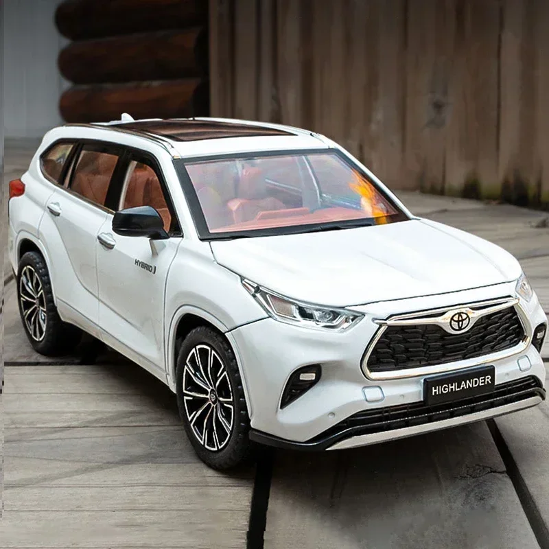 1:24 Highlander SUV gegoten speelgoedautomodel Legering Geluid en licht Trek speelgoed Collectibles Verjaardagscadeau