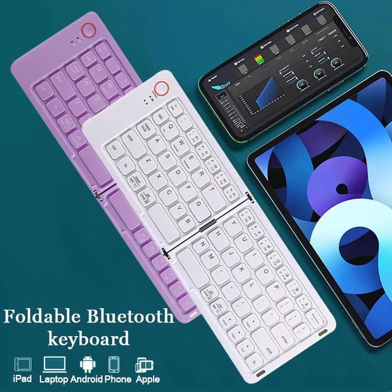 

Dual Folding Keyboards with Numeric Keypad Bluetooth Wireless Laptop Portable Foldable Keyboard for Travel Computer PC iPad