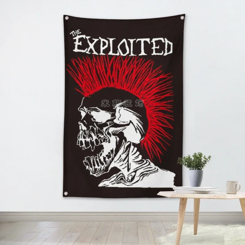 

THE EXPLOITED Music Band Team Logo Cloth Poster Banners Four-Hole Flag Dormitory Bedroom Wall Decoration