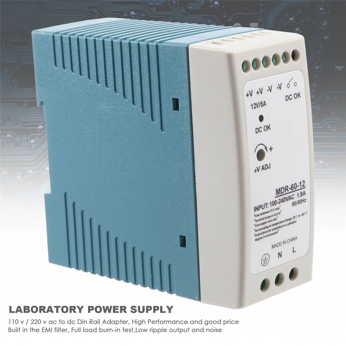 نشط MDR-60 12 فولت 60 واط الدين السكك الحديدية امدادات الطاقة التيار المتناوب تيار مستمر سائق الجهد المنظم إمدادات الطاقة 110 فولت 220 فولت #5