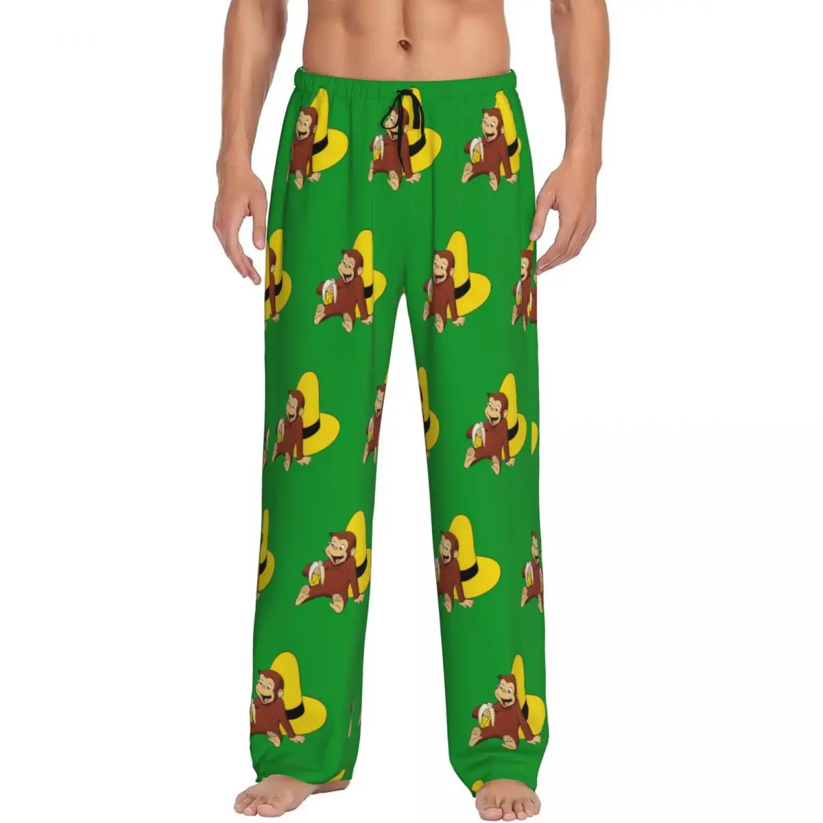 

Custom Curious George Pajama Pants Men Sleepwear Sleep Lounge Bottoms with Pockets