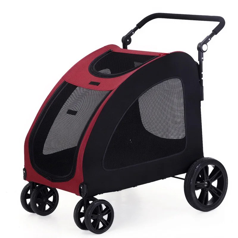 

Luxury foldable dog cart sunroof breathable mesh aluminum plastic jogger pet cart cat large pet