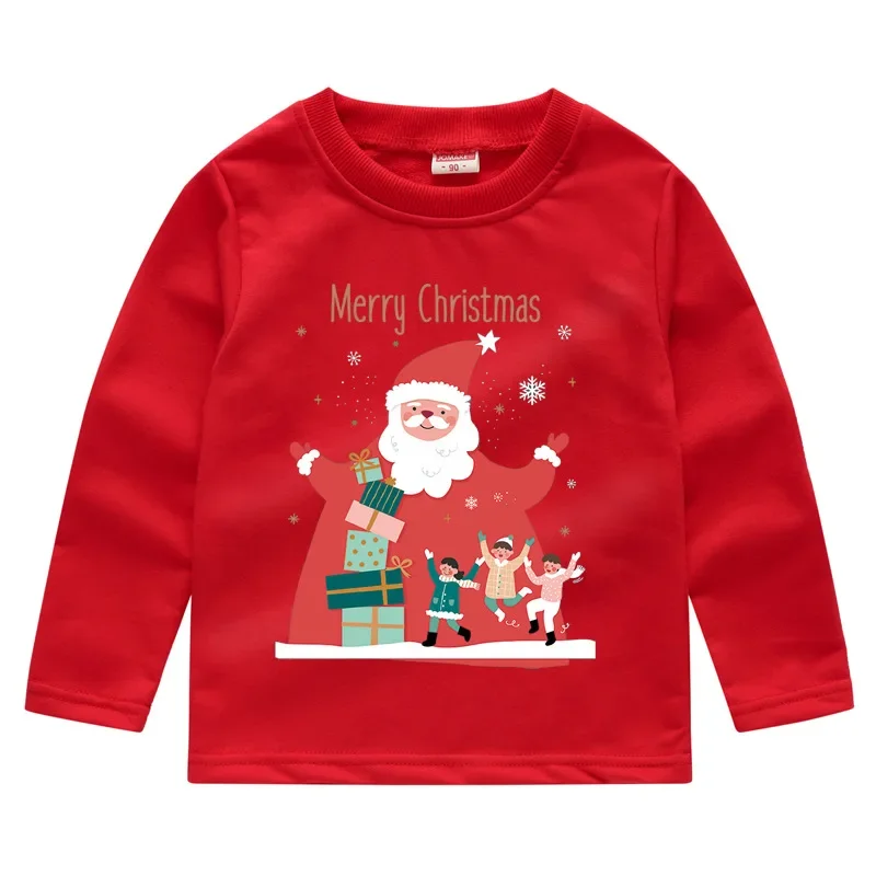 New Christmas T Shirts for Baby Boy Kids Cotton Clothes Toddler Girls Santa Claus Elk Long Sleeve T-shirts Children Cartoon Tops