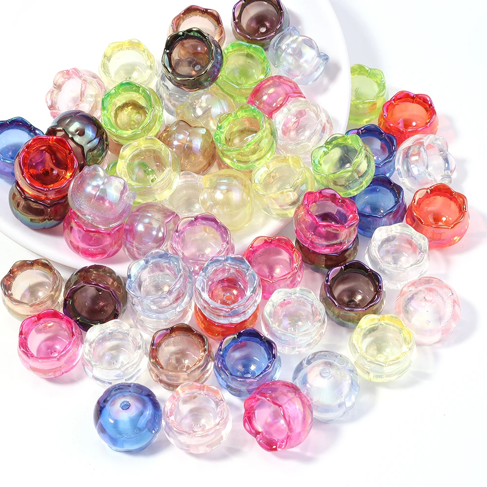 10/30pcs UV Single Hole Acrylic Beads Transparent Lily Of The Valley Flower Bead For Jewelry Making DIY Earrings Keychain