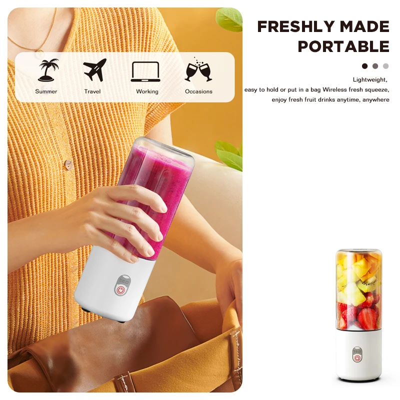 Dreepor Portable 400ML Electric Juicer Blender Rechargeable Mini USB Juicer 6 Blades Smoothie Fruit Professor Wireless At Home