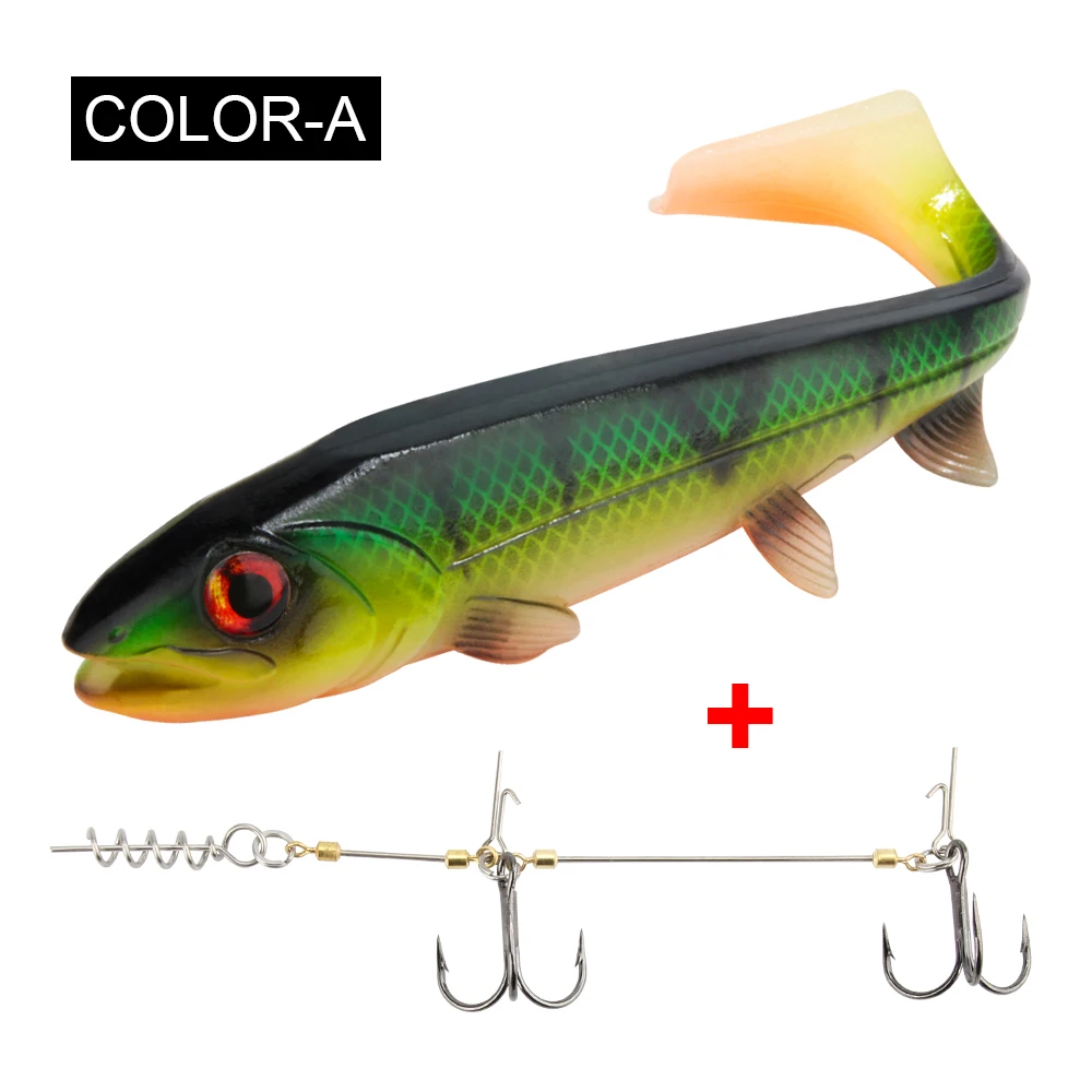 Spinpoler Big Fish Weicher Angelköder mit Stinger Rig Hakenset 14 cm/18 cm Jigging Trolling für Salzwasser-Meeresangelgerät Pesca