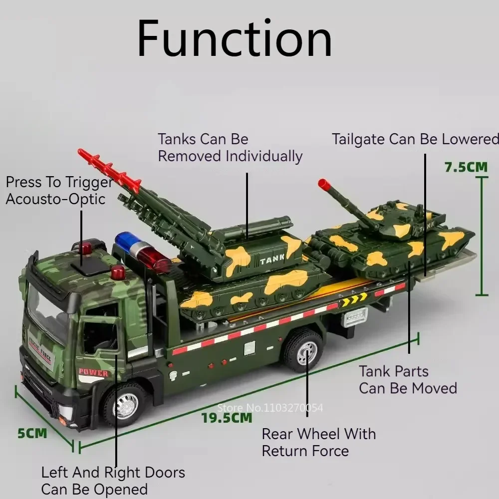 1:32 Militärpanzer Miniaturmodell Spielzeugauto Legierung Druckguss Transportfahrzeug Sound Licht Zurückziehen Türen geöffnet Kinder Festival Geschenk