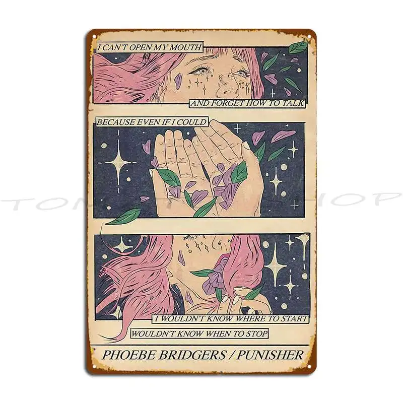 Phoebe Bridgers Punisher Inspired Comic Metal Sign Customize Custom Rusty Wall Decor Character Tin Sign Poster