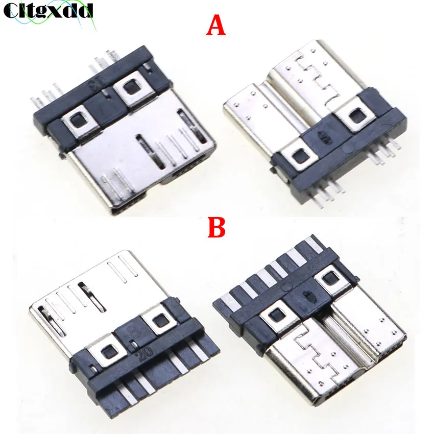 

Cltgxdd 10pcs Micro USB 3.0 Male Connector B Type HI speed Data Transmmission 10Pin Soldering USB Jack