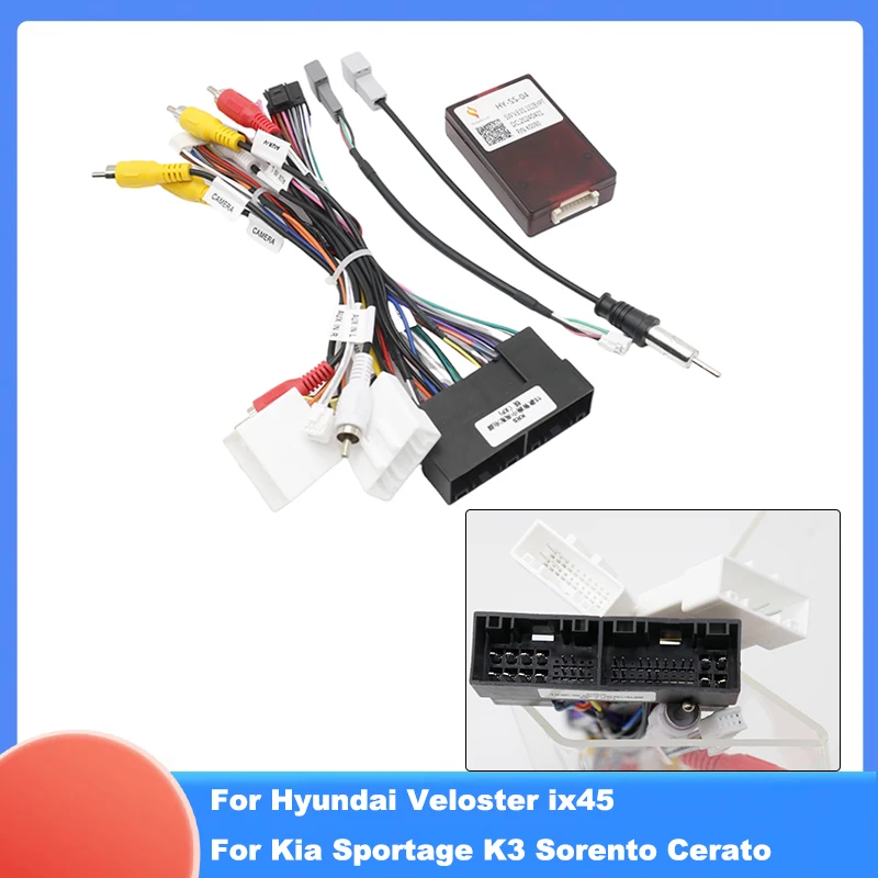 For Hyundai Veloster / ix45, Kia Sportage / K3 / Sorento / Cerato Car Audio Wiring Harness | Multimedia Cable Kit