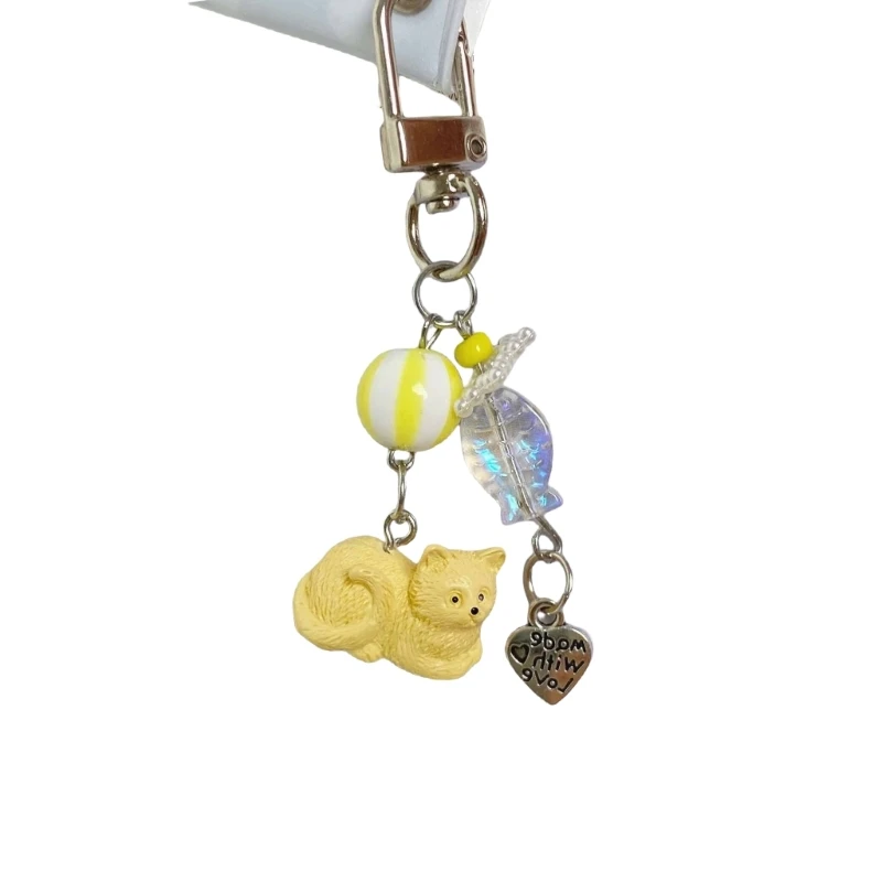 Multipurpose Lovely Clutching Plush Keychain Charm Pendant Portable Resin Bag Ornament for All Ages Casual Wear