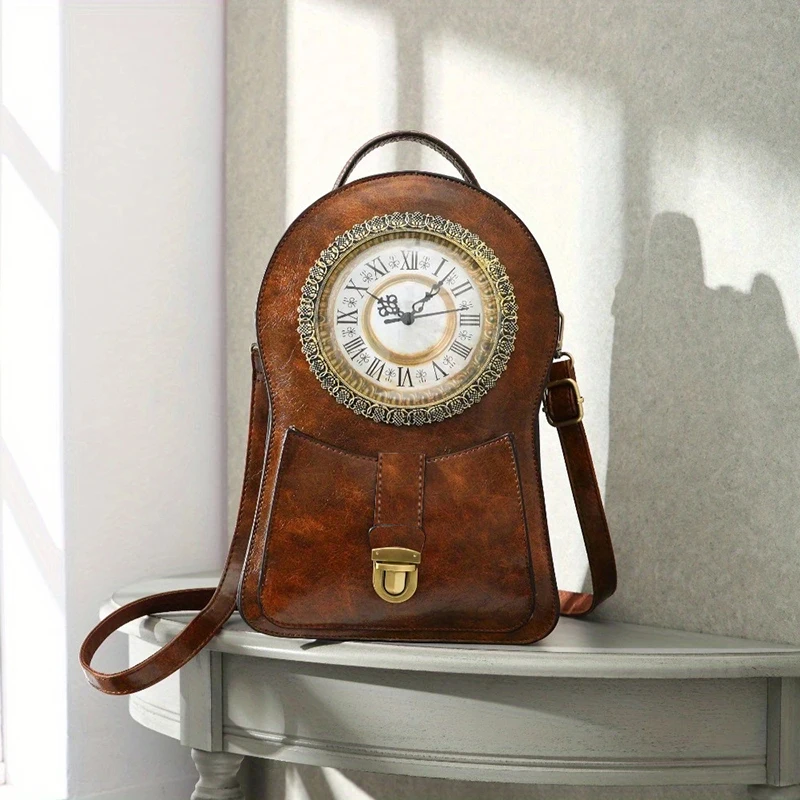 

Fashionable creative alarm clock bag handbag imitation retro watch fashionable women's shoulder bag handbag hanging bag