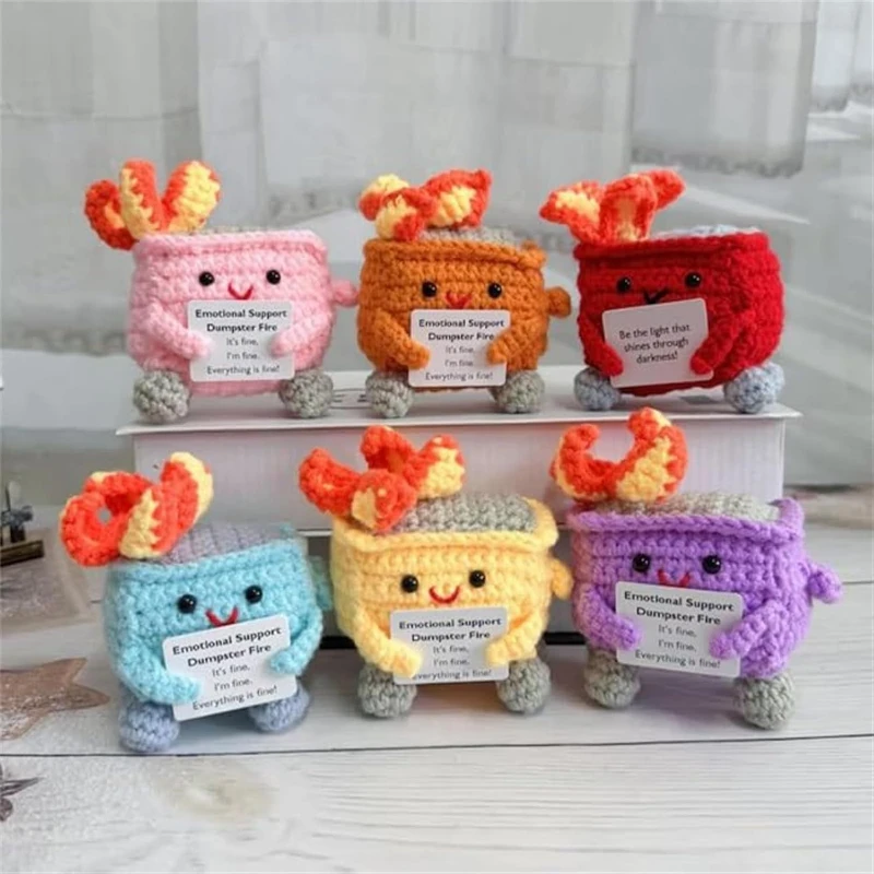 Positive Energy Dolls Hug Pocket Mini Handmade Plush Knitted Cute Mini Hand-woven Doll Christmas Gift Room Decoration Ornaments