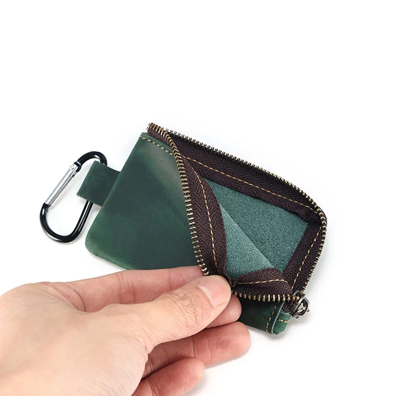 남성용 가죽 벨트 교수형 동전 지갑 지갑 및 동전 주머니 암소 가죽 동전 홀더 키 체인