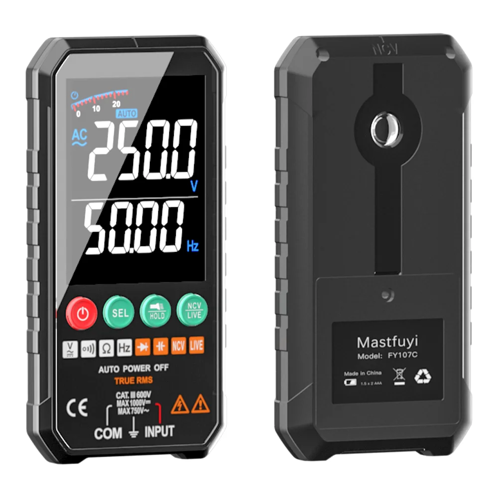 Imagem -06 - Mastfuyi-multímetro Digital Inteligente ac dc Tensão Resistência Tester Medição de Continuidade Ncv Test Meter Alcance Automático