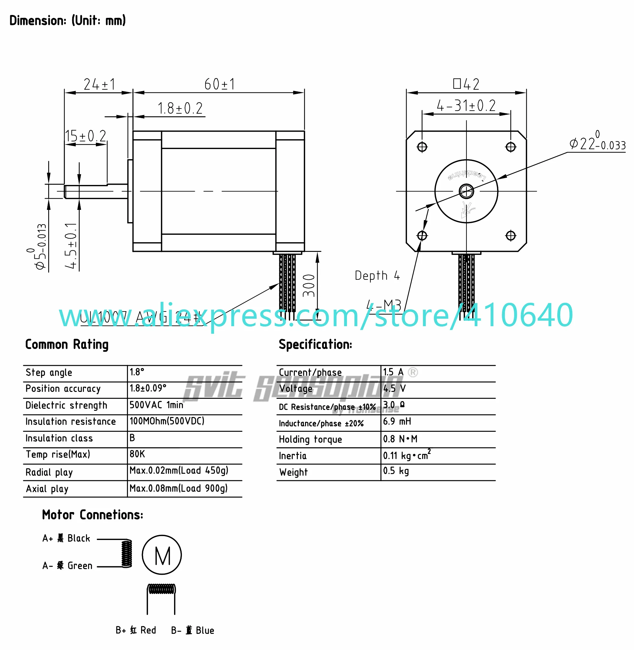 Genuine Leadshine 42CM08-1A NEMA 17 Step Motor 1.5 A Current 0.8 N.m Torque 60 mm Motor Length 1.8 Degree Better Performance