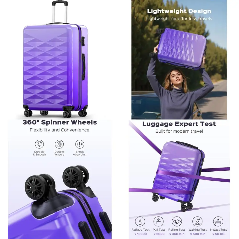 

Большой 28-дюймовый спиннерный чемодан с твердой поверхностью и замком TSA, идеально подходящий для расширенного хранения в путешествиях и безопасности.