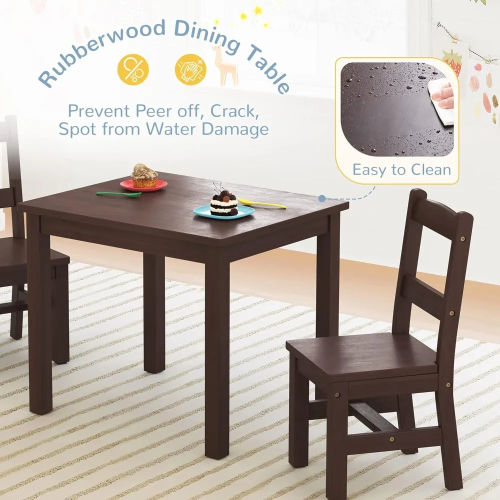 Kids Table and 2 Chair Set, Water Resistant Toddler Table and Chair Set, Non-Slip Pad and Waterfall Edge, Easy to Clean