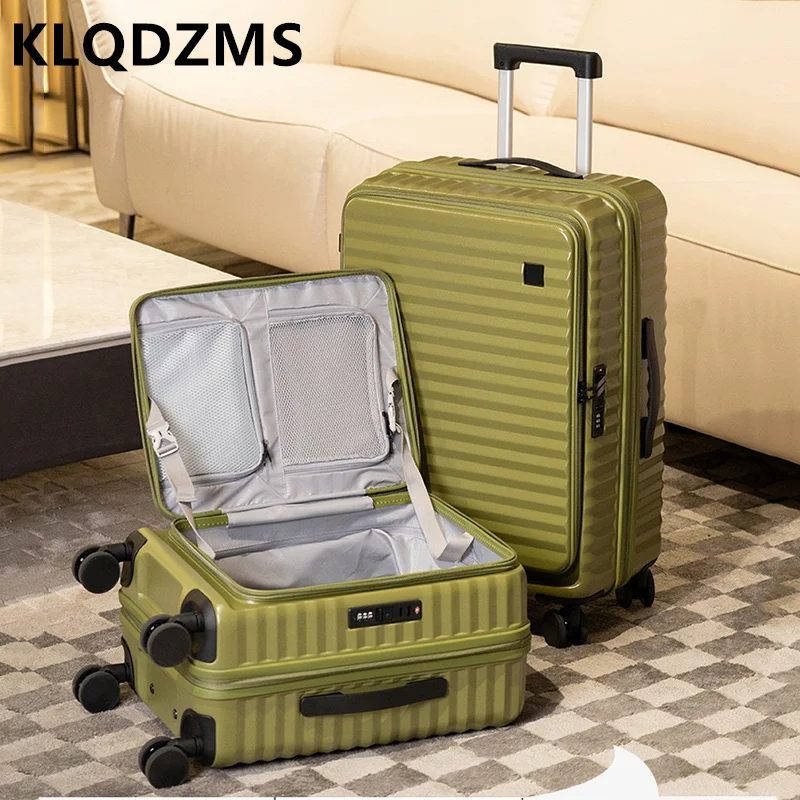 

Чемодан KLQDZMS с боковым открытием и расширяемым отделением для багажа, 20 дюймов, портативный дорожный чемодан для ручной клади, деловой офисный чемодан с кодовым замком