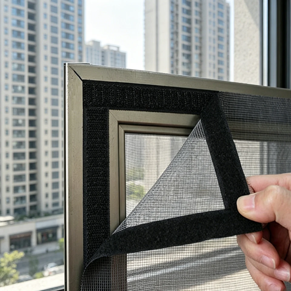 Black Velcro Window Mesh Screen Breathable Washable Mosquito Net Customizable Size Black Edging Reusable Summer Anti Insect Net