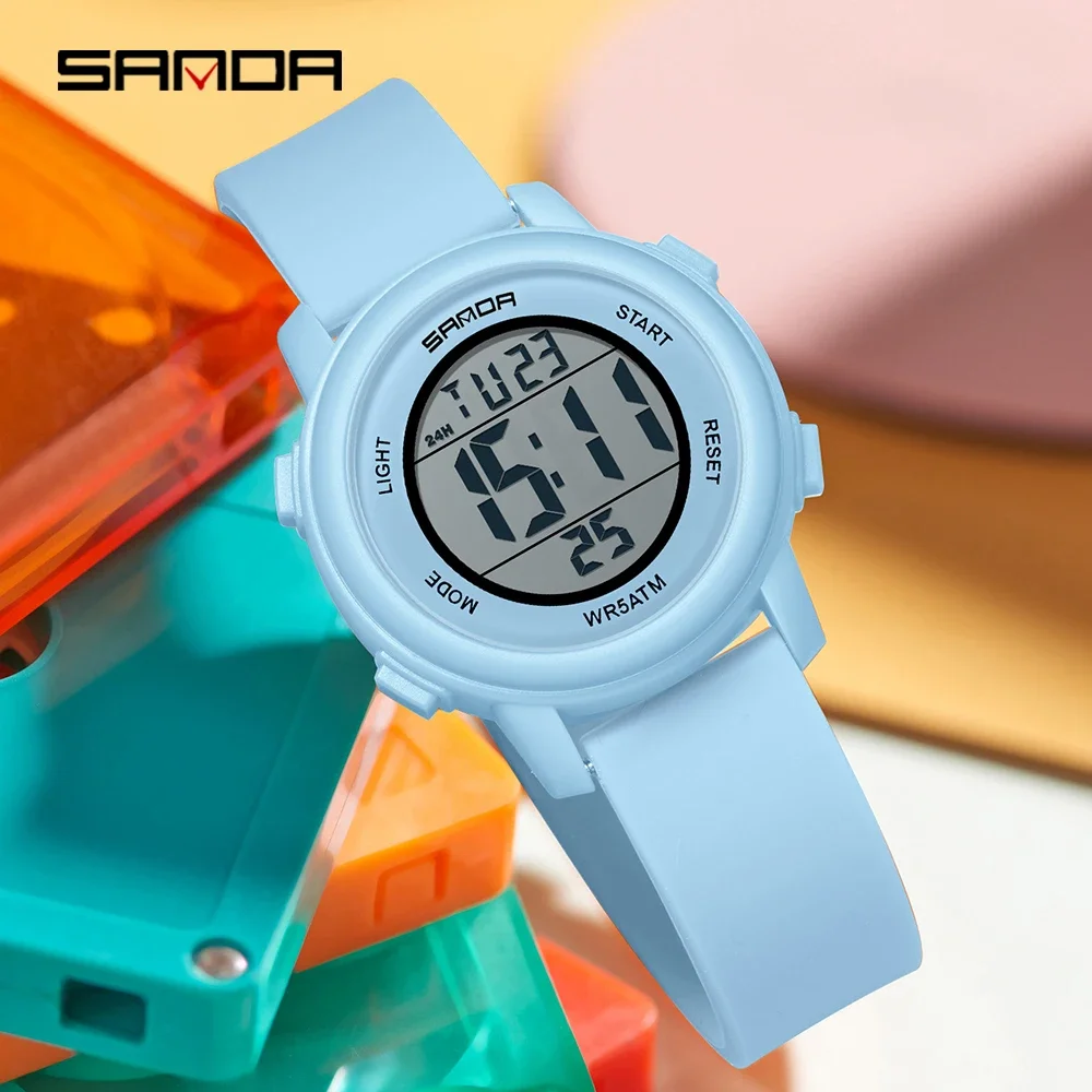 SANDA Digital Watch Men Women Sport Wristwatch Top Brand Luxury LED Stopwatch Waterproof Male Girl Electronic Clock 9518