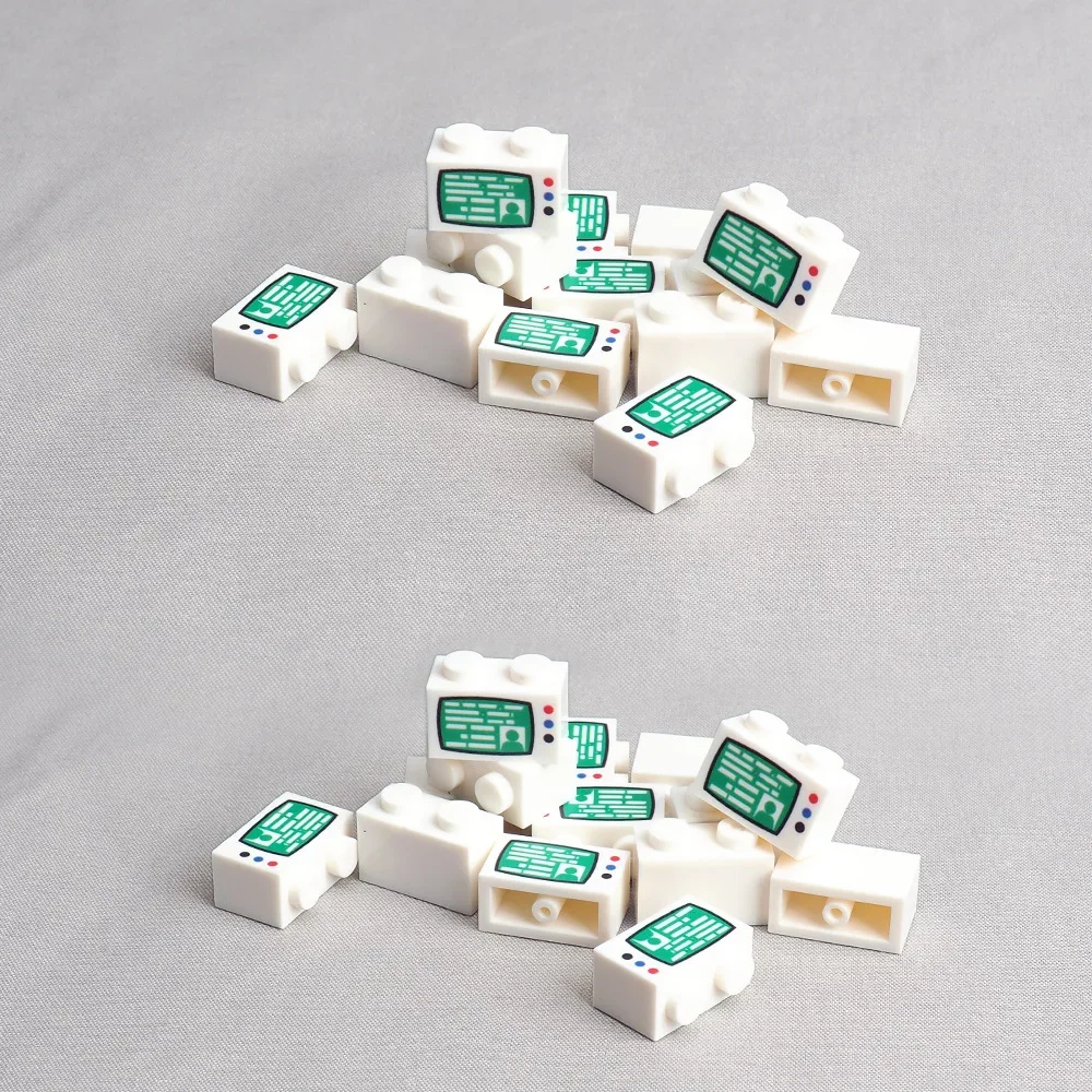 MOC 10PCS 3004px4 Suitable Brick 3004 TV Screen Button Printed Diagram Pattern Building Block Fun Toy  Adults Boys Holiday Gift